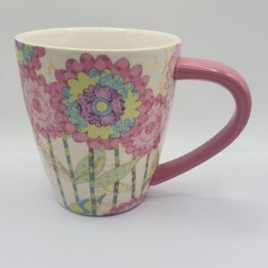 LANG Tim Coffey Ladybird Ceramic Coffee Tea Mug Pink Floral Cream EUC Cup